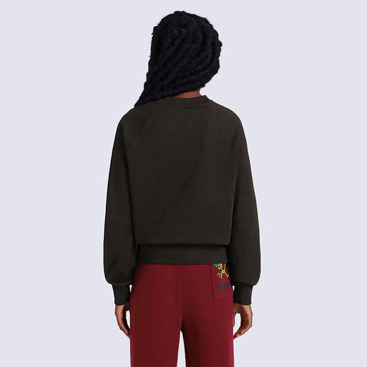 KENZO 高田贤三 女士棉质 TIGER TAIL K 徽标刺绣圆领长袖卫衣 黑色 FC62 SW658 4MF 99J 商品图2