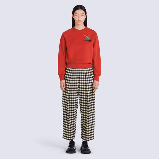 KENZO 高田贤三 女士棉质 TIGER TAIL K 徽标刺绣圆领长袖卫衣 红色 FC62 SW658 4MF 21 商品图3