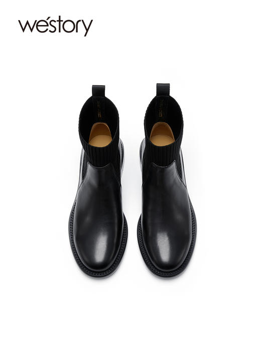 westory2022年秋冬新款百搭通勤短筒低跟不累脚弹力靴袜靴女82271 商品图3