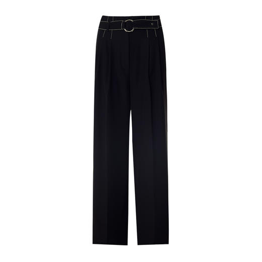 EITIE爱特爱秋季新款时尚通勤黑色简约职业高腰直筒阔腿裤女C2205004 商品图6