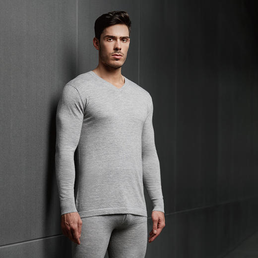 【100%山羊绒】SCHIESSER 德国舒雅黑标铂雅男V领100%山羊绒男士保暖套装95/19358W 商品图0