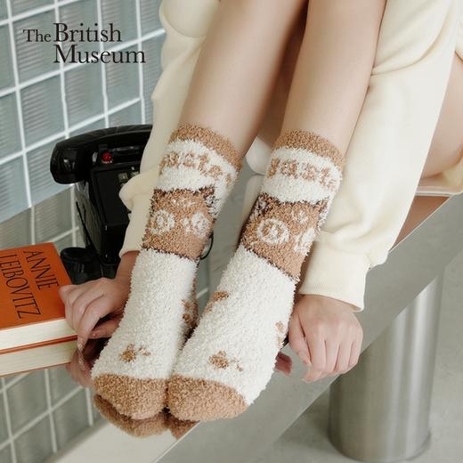 大英博物馆安德森猫和她的朋友们系列提花萌猫毛绒保暖地板袜 商品图0