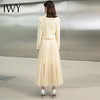 IWY/米色高级感职业套装女长袖套裙薄款西装新款纱裙通勤西服工装223162CS 商品缩略图2