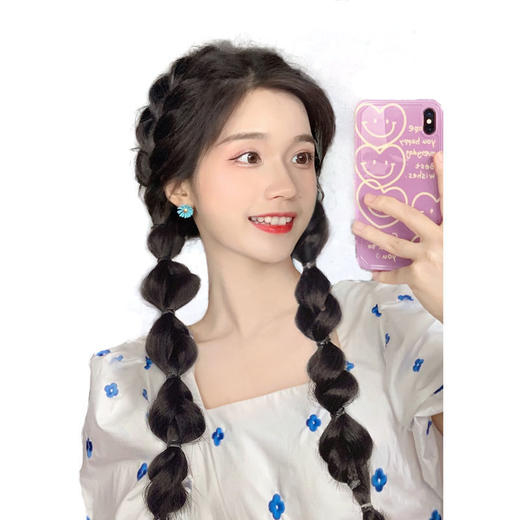 假发辫子女高双马尾网红灯笼泡泡脏辫麻花辫假发绑带式拳击辫假发 商品图4