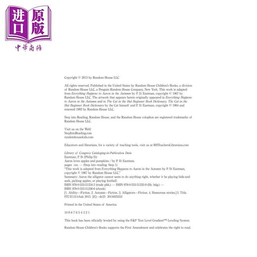 【中商原版】Step into Reading Step 1 Aaron/Apples And Pumpkins 兰登阅读进阶1鳄鱼阿龙爱吃的水果 英文原版儿童绘本 分级阅读 商品图2