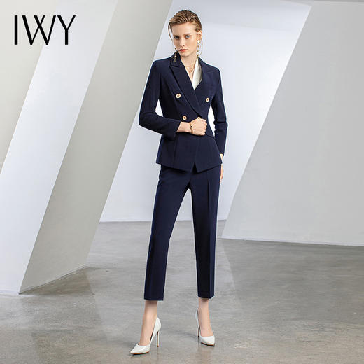 IWY/藏青色职业套装女西装正式服装气质女神范通勤正装高端西服C11355+P11355 商品图3