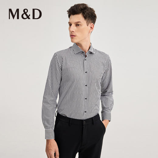 MD名盾商务男士秋冬新品长袖DP免烫衬衣职业条纹衬衫上衣男 商品图3