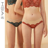 HSIA遐内裤女轻薄款透气性感撞色拼接复古蕾丝纯棉裆底中腰平角裤睫毛洛可可 商品缩略图0
