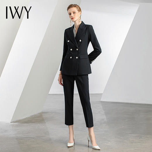 IWY/黑色高端职业西装套装女白领通勤正装工作服修身显瘦 OLC10433+P10433 商品图3