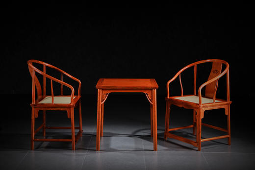 红桥红  家具严选  缅甸花梨（大果紫檀）【如意壸门垂手配小棋桌 圈椅 三件套】 商品图4