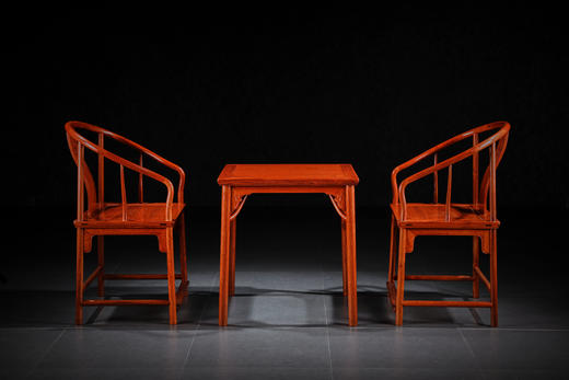 红桥红  家具严选  缅甸花梨（大果紫檀）【如意壸门垂手配小棋桌 圈椅 三件套】 商品图6