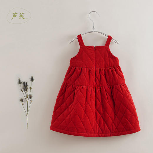 【马克珍妮 芦芙】秋冬新款 女童灯芯绒菱格夹棉背带裙221305 商品图2