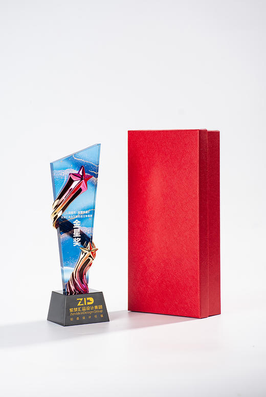 水晶奖杯定制高档彩印五角星刻字抗疫优秀员工荣誉运动会冠军定做 商品图4