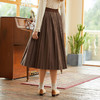 Famecoco范可儿羊毛宽松半身裙女秋冬中长款弹力后腰纯色百褶裙F228HA011 商品缩略图1