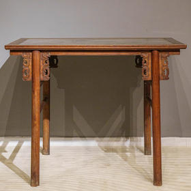 清 红龙镶云石夹头榫凤纹平头案