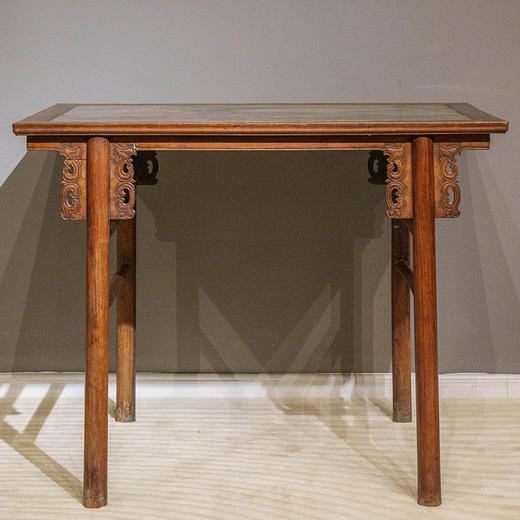 清 红龙镶云石夹头榫凤纹平头案 商品图0