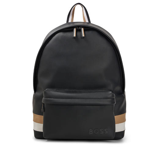 百货世界-国际精品馆-BOSS条纹人造革双肩背包 商品图0