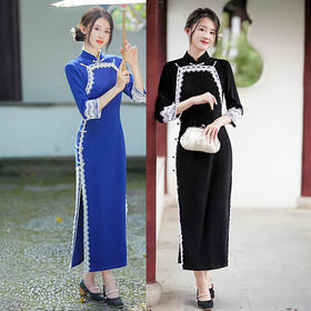 复古改良中国风花边旗袍GSJ-3109