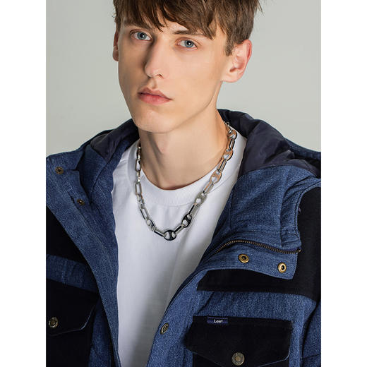 Lee商场同款101+22秋冬新品舒适拼接蓝男羽绒服LMT003619100-769 商品图4