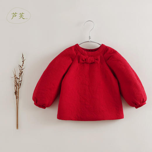 【马克珍妮 芦芙】秋装新款 女童蝴蝶结泡泡袖小衫221268 商品图1