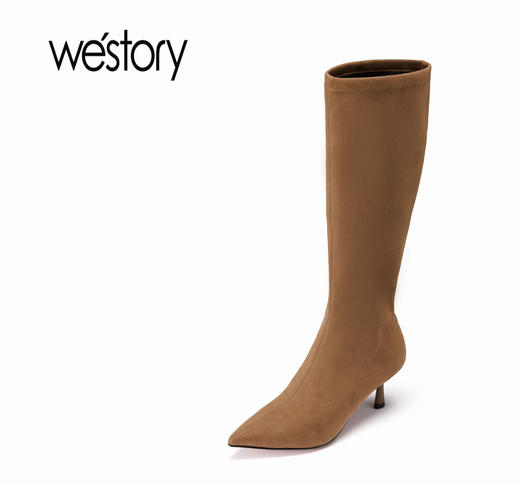 westory秋冬新款女靴时尚高靴女长筒高跟靴82031 商品图4