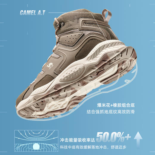 骆驼户外登山鞋男新款防水防滑耐磨沙漠高帮靴徒步鞋 FB12243918 商品图2