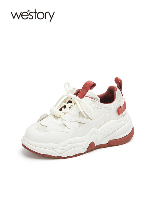 westory厚底撞色复古潮ins休闲鞋22年春秋新款系带老爹鞋女72161 商品图0