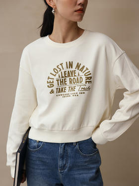 HeyDress复古卫衣女秋季新款圆领宽松休闲字母印花套头运动上衣