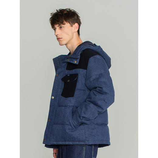 Lee商场同款101+22秋冬新品舒适拼接蓝男羽绒服LMT003619100-769 商品图3