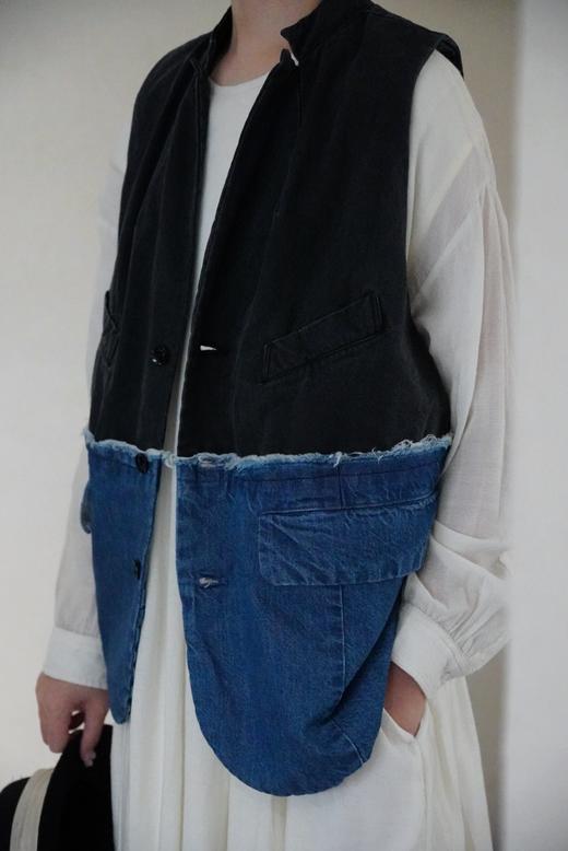 （4折）D project by G黑拼牛仔蓝马甲 商品图6