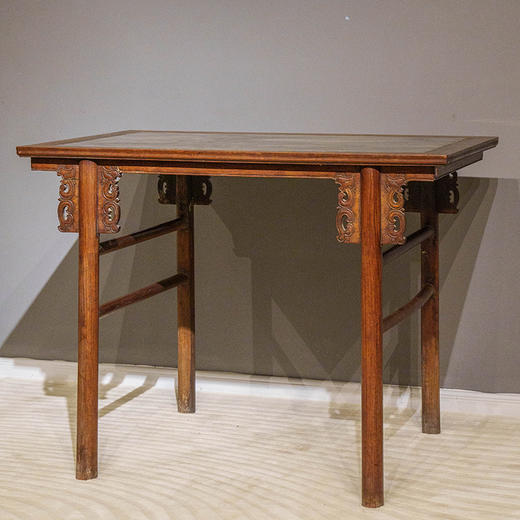 清 红龙镶云石夹头榫凤纹平头案 商品图4