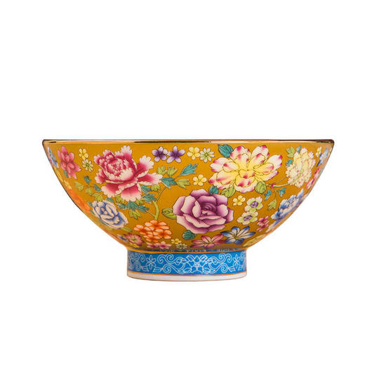 戴德生活馆金边珐琅彩斗笠碗家用单个高白万花中式创意宫廷风景德镇陶瓷餐具 商品图2