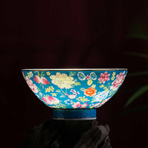 戴德生活馆金边珐琅彩斗笠碗家用单个高白万花中式创意宫廷风景德镇陶瓷餐具 商品图0