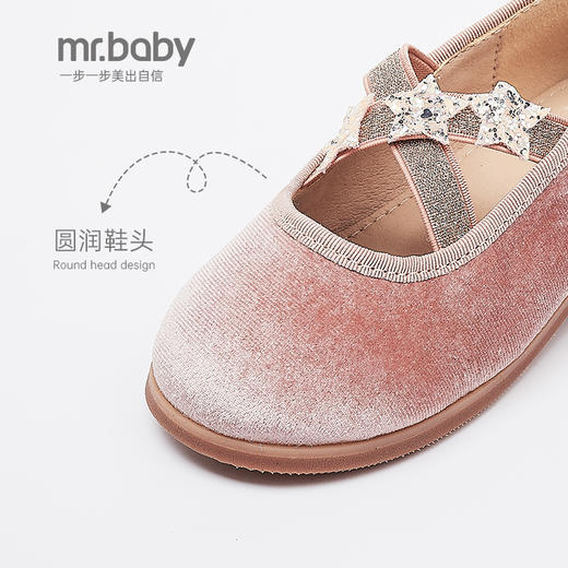 mrbaby童鞋女童单鞋2022年秋季新款公主鞋复古风丝绒休闲防滑皮鞋 商品图2