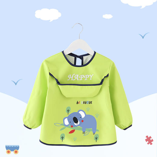 【做轻松妈妈 做干净宝宝】儿童罩衣夏季防水婴幼儿围裙围兜无袖反穿衣宝宝吃饭画画衣带饭兜 商品图3