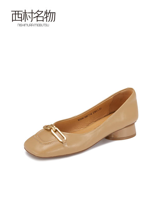西村名物2022春季新款羊绒流行正装饰扣时装方头单鞋OL白领19271 商品图2