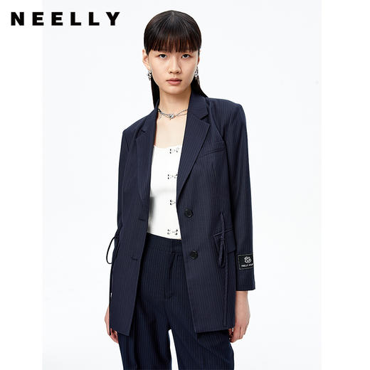 NEELLY纳俪气质条纹西装外套女2022秋季新款时尚高级感宽松上衣N22081W01053 商品图0