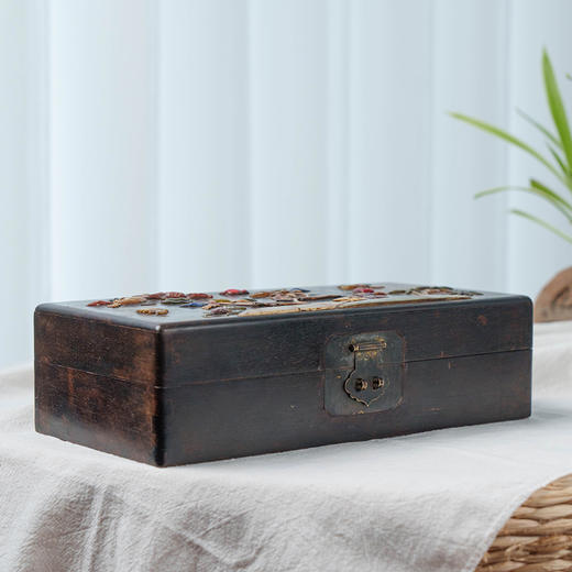 清 紫檀百宝嵌花鸟纹文房盒 商品图4