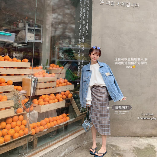 金蘑菇菇【海盐苏打 设计师半裙】格子控！日常不无聊设计感半裙 商品图1