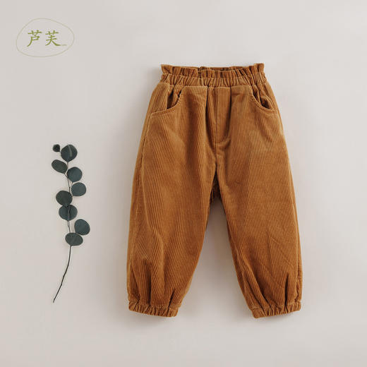 【马克珍妮 芦芙】秋冬新款 女童纯棉灯芯绒加绒萝卜裤221808 商品图0