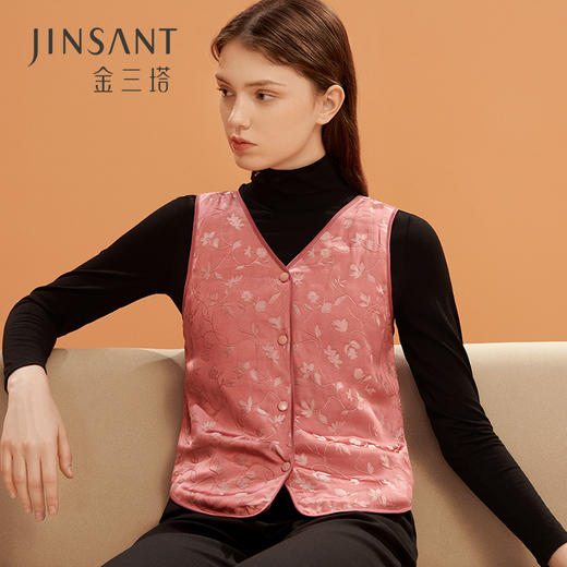 金三塔秋冬丝绵背心新品女100%桑蚕丝填充加厚保暖棉袄马甲  NSFBD734 商品图0