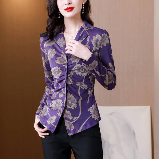 西装领收腰显瘦气质设计感打底衫 KQL-B43N8216 商品图4