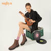【春节不打烊】Safiya/索菲娅 复古英伦风2022冬季新款切尔西粗跟厚底真皮短靴 SF24116521 商品缩略图1