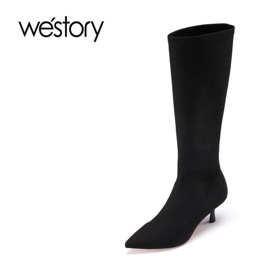 westory秋冬新款女靴时尚高靴女长筒高跟靴82031 商品图1