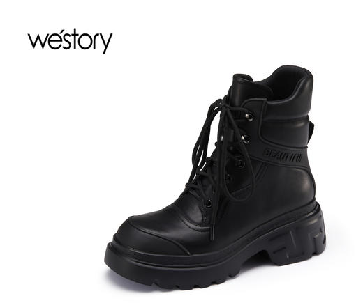 westory22秋冬新款潮酷工装靴马丁靴街头女户外皮靴82211 商品图1