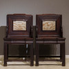 清 红木镶云石背屏椅（一对） 商品缩略图0