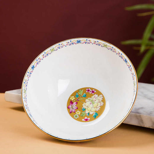 戴德生活馆金边珐琅彩斗笠碗家用单个高白万花中式创意宫廷风景德镇陶瓷餐具 商品图1