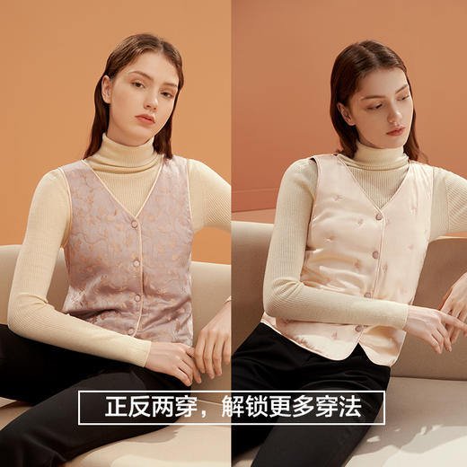 金三塔秋冬丝绵背心新品女100%桑蚕丝填充加厚保暖棉袄马甲  NSFBD734 商品图2