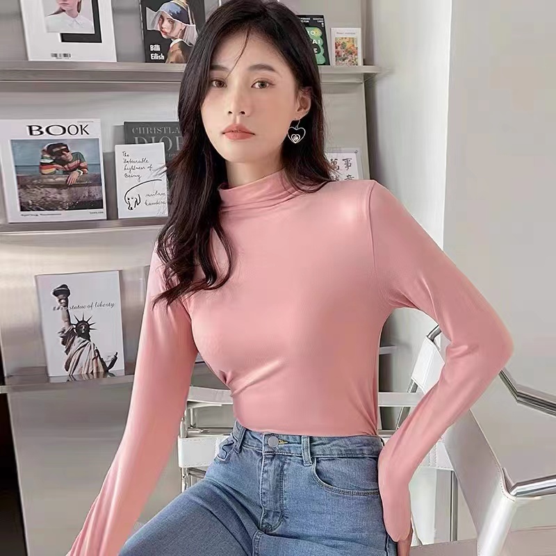 【3件59元！】女款打底衫半高领长袖大方得体 舒服显瘦 亲肤舒适 早秋穿搭 多色可选 舒适保暖 秋冬打底 时尚百搭