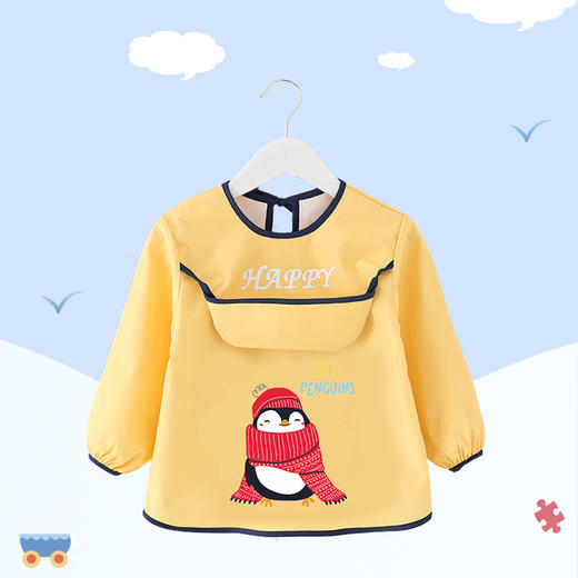 【做轻松妈妈 做干净宝宝】儿童罩衣夏季防水婴幼儿围裙围兜无袖反穿衣宝宝吃饭画画衣带饭兜 商品图11